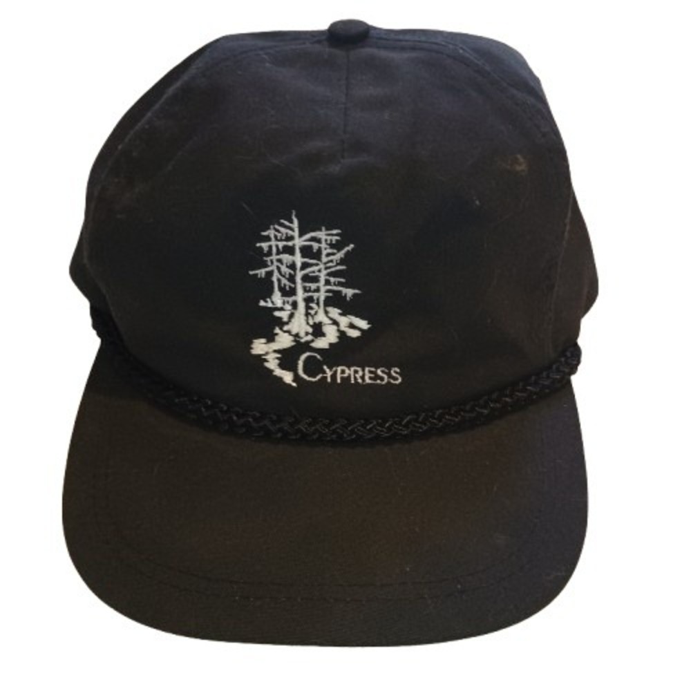 Supreme Cypress 6-Panel Hat Black White Embroidered Strapback Camp Cap Vintage